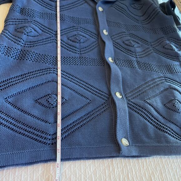 NWT Sandstone Geometric Knit Short Sleeve Coastal Sweater Polo Top Shirt Men’s M - Picture 7 of 8